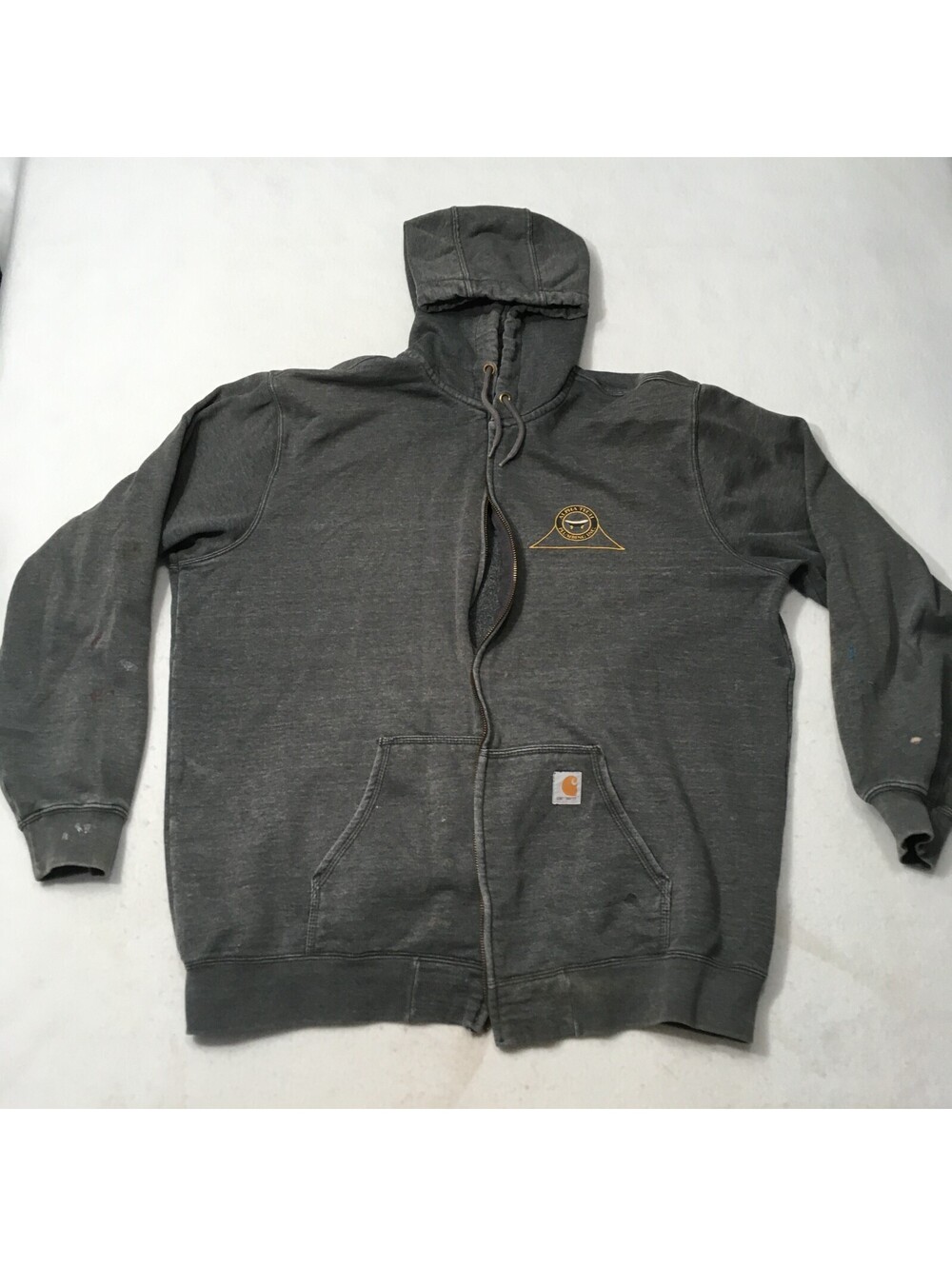 Carhartt Sweatshirt Men Gray XL Full-Zip Hooded Original Fit DISTRESS ZIP CLASP